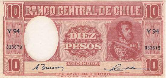 10  Pesos Chile p111-1 1947